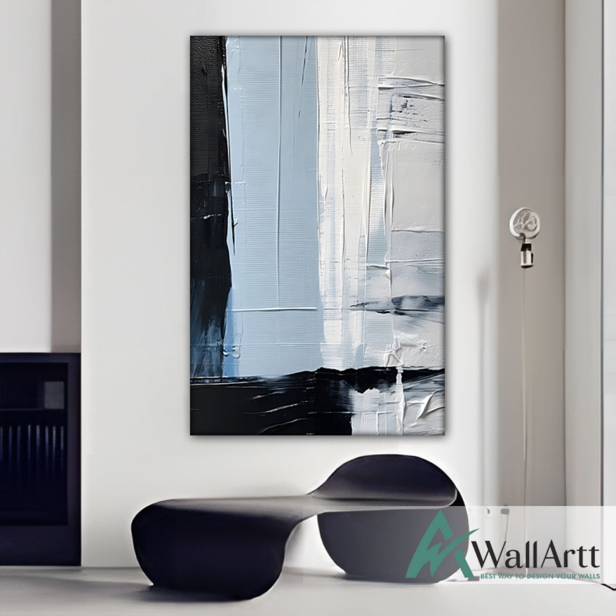 Baby Blue Black II Textured Partial Oil Painting